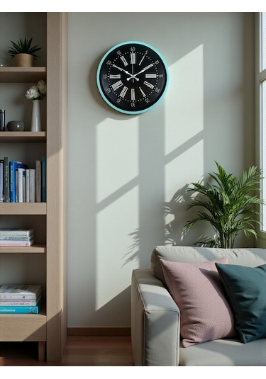 Zentime 36 Cm Turkuaz Dekoratif Duvar Saati çok Renkli