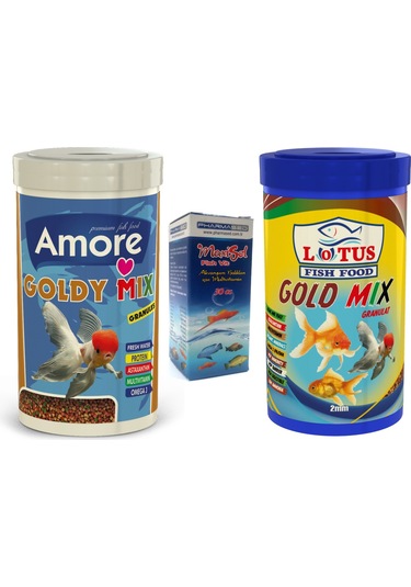 Amore ve Lotus Goldy Mix 1000ml Japon Balık Yemi, Vitamin