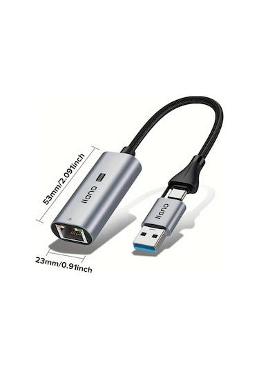 Xuweiwei Llano Lcn2500g Usb 3.1 Rj45 Gigabit Ethernet Adaptör Oyun Ve Canlı Yayın İçin Uyumlu
