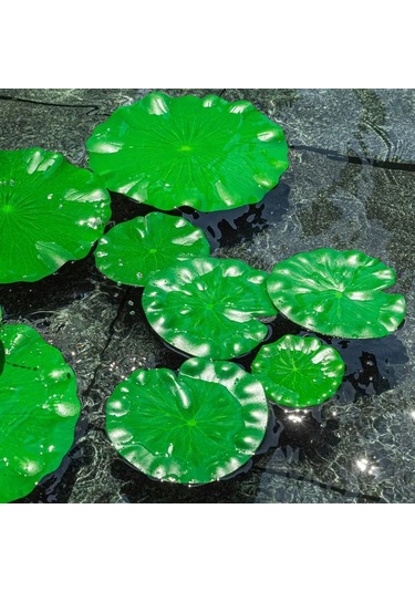 Yunboo 6 Adet Plastik Sanal Lotus Yaprağı - 3 Adet 10cm + 3 Adet 15cm - Havuz, Akvaryum, Bahçe Dekorasyonu İçin Kayar Simülasyon Yaprakları