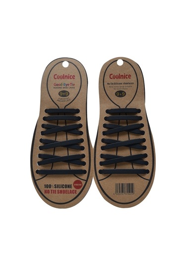 Coolnice Bağlanmayan Yetişkin Kundura Silikon Bağcık - Siyah