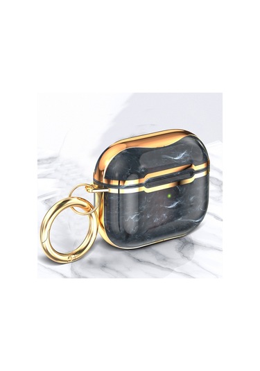 Mermer Doku Galvanik Çerçeve Kulaklık Koruyucu Kılıf Airpods Uyumlu 3 İçin Kanca İle Yeşil + Kırmızı