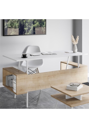 Irony Maxi Ofis Masası Beyaz Meşe