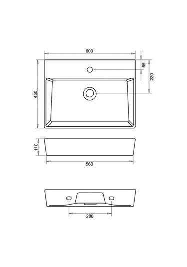Turavit Vega Dikdörtgen Beyaz Delikli Lavabo 60x45 Cm Vg0060 Diğer