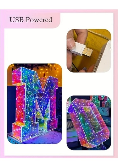 Chuangyinshop 1 Adet Led T Harf Işığı - Usb Ve Pil İle Çift Enerji Modu, Kombinlenebilir Dekoratif Lamba T Harfi