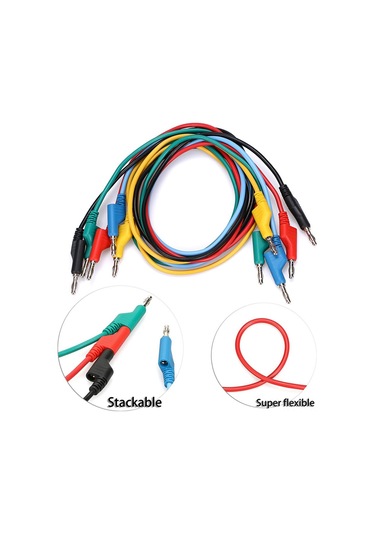 Yunboo 4mm Silikon Test Kablosu, Yığılabilir Muz Pluglu, 1000v/15a, Esnek Multimetre Bağlantı Kablosu 5 Renk