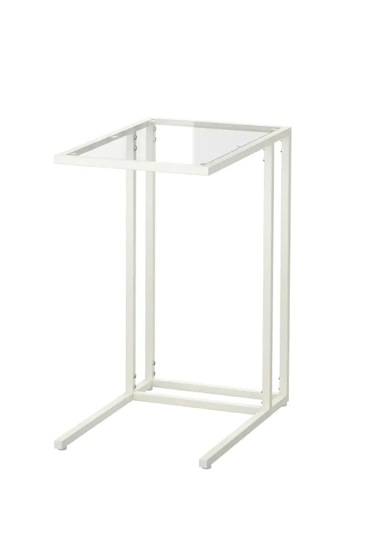 Şeffaf Temperli Cam C Sehpa Koltuk Sehpası Beyaz-şeffaf