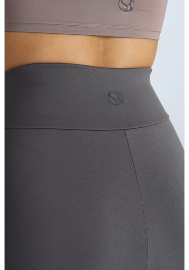 Soft&Basic Kadın 2'li Bıker Toparlayıcı Esnek Kısa Spor Tayt Antrasit-rose
