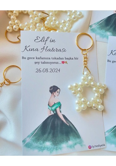 15 Adet İnci Yıldız Anahtarlık Nikah Düğün Kına Nişan Sünnet Hafizlik Vers. 37