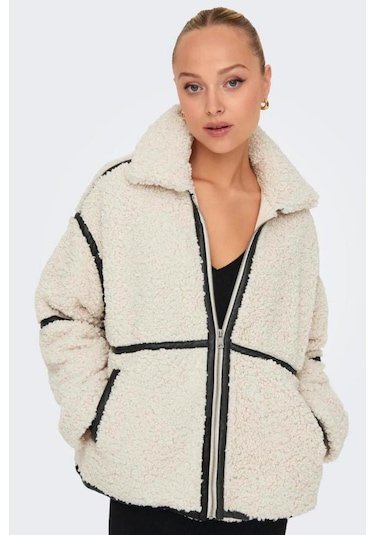 Only 15322440 Onlparıs Teddy Jacket Lıfe Otw Cc Kadın Ceket White Sand Black