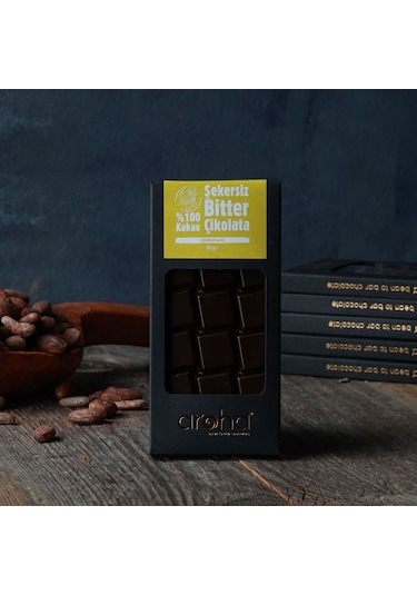 Aroha %100 Kakao Şekersiz Bitter Çikolata 80 G