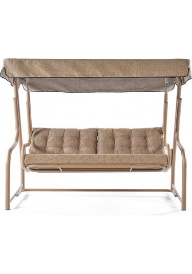 Gondol Salıncak Üç Kişilik Metal Bahçe Salıncağı Cappucino Rehome Cappucino