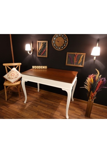 Wooding-Mobilya Wooding 100 Cm Masif Beyaz Ceviz Yemek Masası