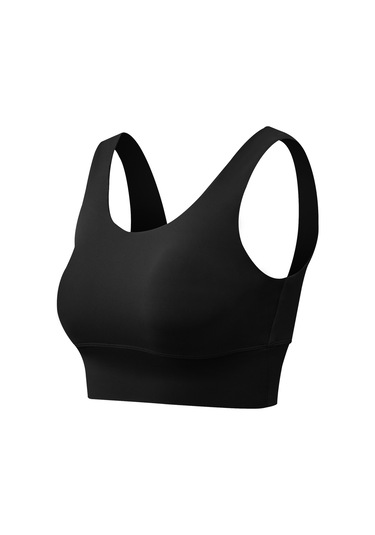 Kosona Kadınlar İçin Spor Büstiyeri, Yuvarlak Yaka U-üstü, Büst Padli, Yoga Giyimi, Siyah, Avrupa Bedeni 6/m