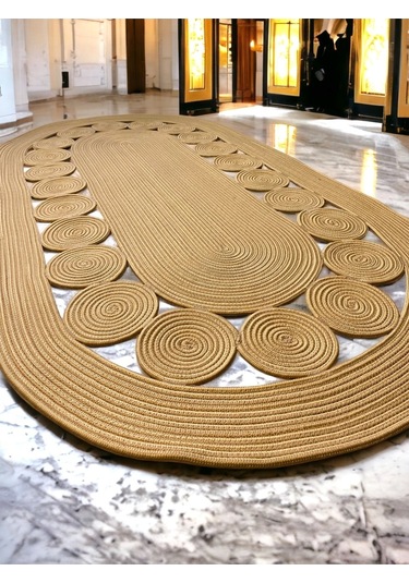 Jüt Hasırlı El Örgüsü Kilim Jüt