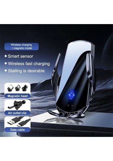 Tongxida Q15 Araç Hava Ulaşım Manyetik Kablosuz Şarj Telefon Tutucu Siyah Siyah