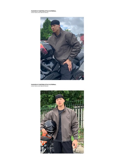 Sonbahar Ve Kış Erkek Antrenör Üniforması Fermuarlı Su Geçirmez Düz Renk Büyük Boy Erkek Ceketi Gri