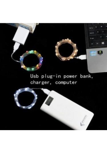 Beyaz 1m/2m/5m/10m/20m Usb Led Dize Işıklar Bakır Gümüş Tel Çelenk Işık Su Geçirmez Peri Işıklar Noel Düğün Parti Dekorasyon İçin 1m Beyaz