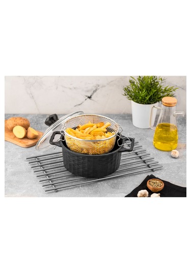 Granit Döküm Kızartma Tenceresi 24 Cm. Siyah