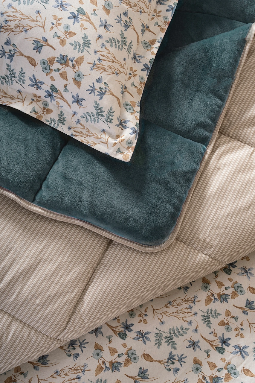 Puffy Wels Çift Kişilik Threefy Uyku Seti - Mavi