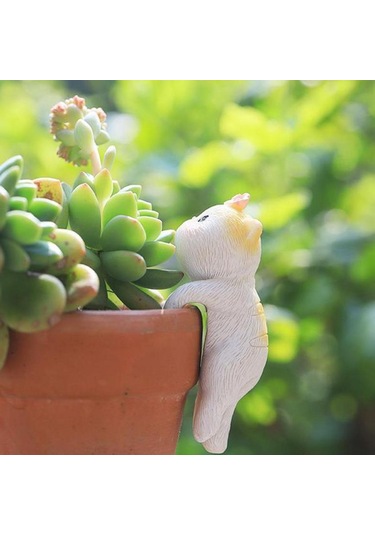 Homyl Bahçe Kedi Heykeli Asılı Vazo Hugger Balık Stil-d