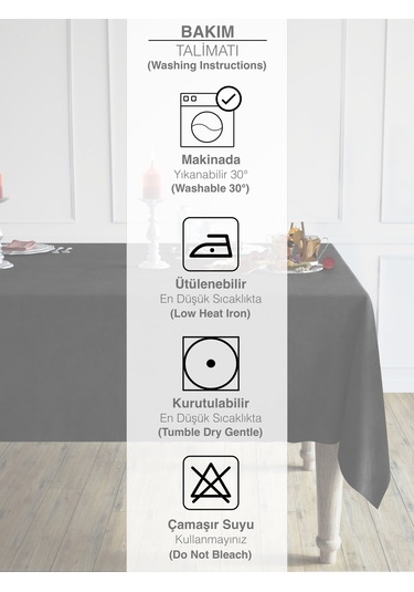 Daily Series Kadife Dokulu Siyah Renk Masa Örtüsü Siyah