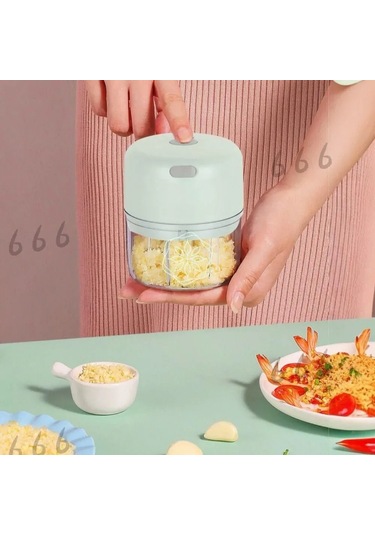 Neevoyu Usb Şarjlı Elektrikli 36w Blender - 250+100ml Çift Kupa, Çift Bıçaklı Sarımsak Halka, Ev Kullanıma Uygun Yeşil Diğer