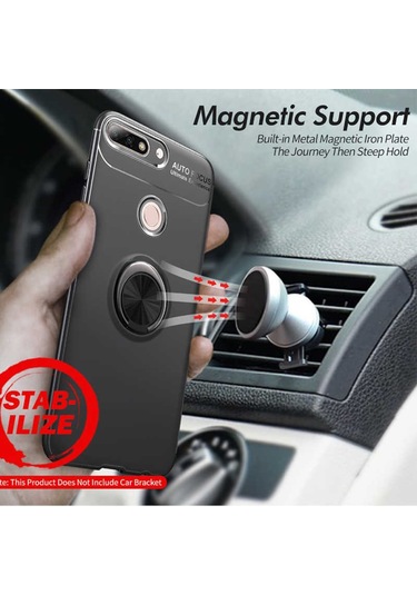 Huawei Y7 2018 Kilif Yüzüklü Magnetli Ravel Case 389753847