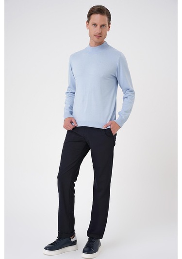 Tr 876 Slim Fit Mavi Klasik Triko Mavi