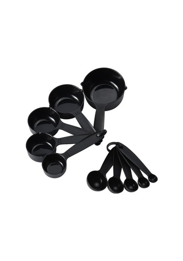 Siyah 10 Adet Ölçekli Ölçüm Kaşığı Çay Kaşığı Çok Amaçlı Kaşık Kek Pişirme Un Gıda Ölçüm Kabı Ev Mutfak Aksesuarları Pişirme Araçları