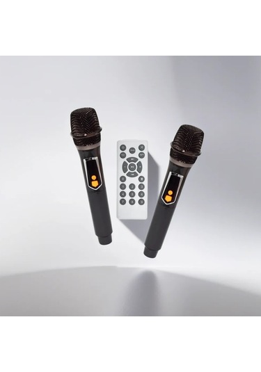 Büyük Boy Kablosuz Hoparlör 200w Çift Kablosuz Mikrofonlu Karaoke Bluetooth Speaker Şarjlı Partybox