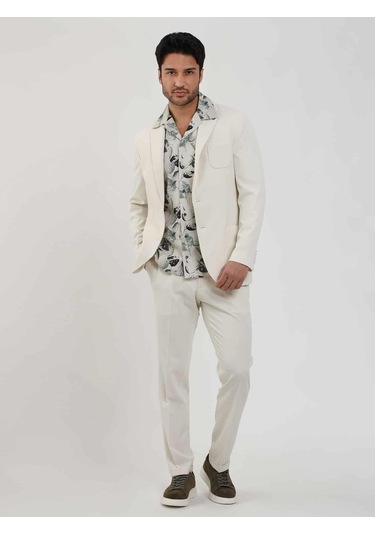 Dufy Bej Erkek Slim Fit Düz Mono Yaka Casual Ceket - 104432-bej Bej