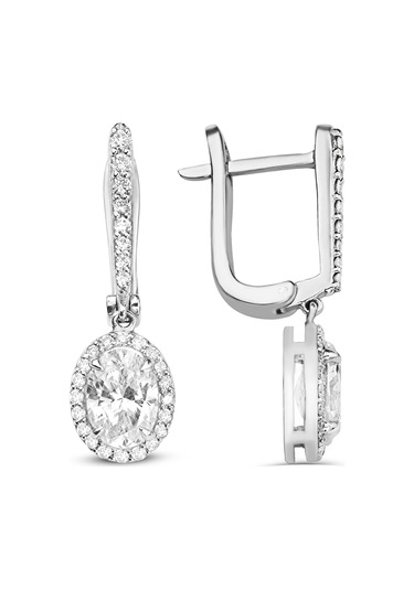 Pırlantalı Beyaz Topaz Küpe