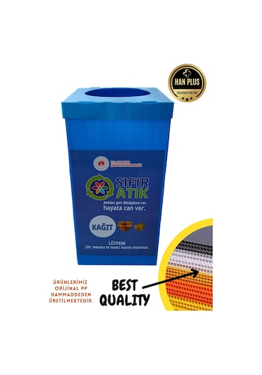 Sıfır Atık Kutusu Baskılı Geri Dönüşüm Kutusu 12 Adet Takım