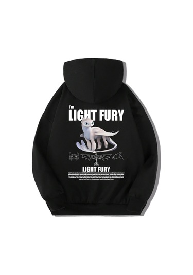 Brz Kids Unisex Çocuk Light Fury Ejderhanı Nasıl Eğitirsin Hoodie Siyah