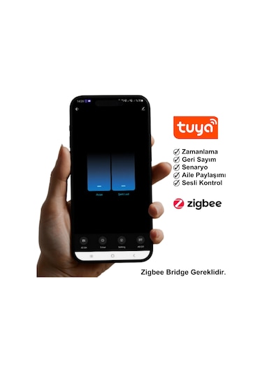 Tuya Uyumlu Zigbee Çift Çıkışlı Akıllı Anahtar 10A - 220V Röle