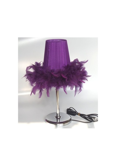 Mor Tüylü Yatak Odası Abajuru