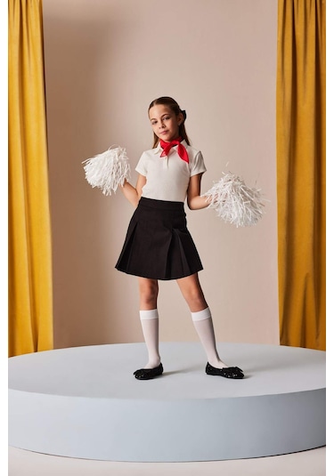 DeFacto Kız Çocuk Basic Düz Gabardin Şort Etek E0643A825SMBK27 Siyah