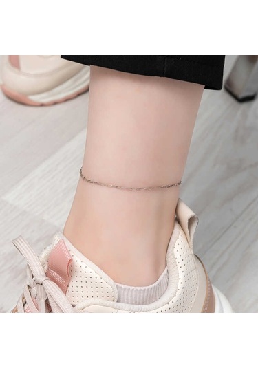 925 Ayar Gümüş Zincir Desenli Halhal Çok Renkli