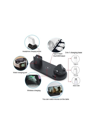 Fastbuy 15w Kablosuz Şarj İstasyonu: Qi Desteği, İos, Android, İwatch, Airpods Uyumlu, Siyah