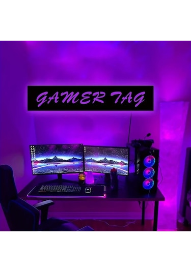 Willowhaven 1 Adet Font 7 11.81x2.36 Inç Özel Yazılı Usb Led Oyuncu Duvar Lambası Hediye Ahşap