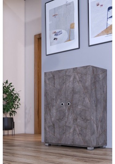 Prenses Çok Amaçlı Ayakkabı Erzak Banyo Antre Dolabı Kiler Gri