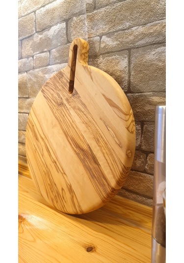 Zeytin Ağacı Ahşap Pizza Peynir Sunum Saplı Kesme Tahtası