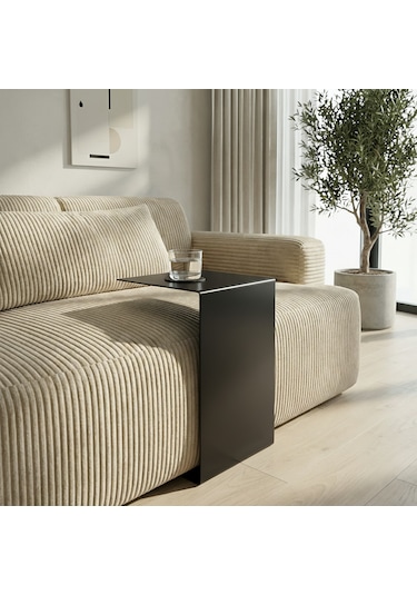 Metal Koltuk Üstü C Sehpa Modern Minimal Yan Sehpa Siyah