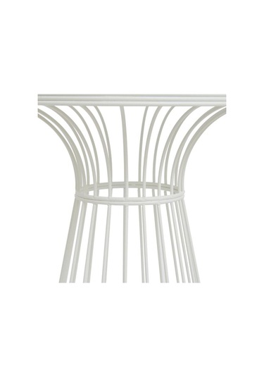 Begüsa Teksas Mermer Görünümlü Yan Sehpa - Beyaz Beyaz