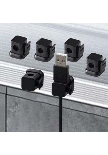 Homyl 6 Adet Manyetik Kablo Klipsi Kordon Organizatör Siyah