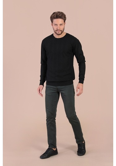 Ferraro Bisiklet Yaka Superfine Yün Kazak - Siyah Siyah (490434136) Siyah