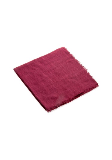 Flamlı Kare Pamuklu Örtü - Bordo