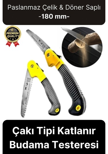 Dayanıklı Kaliteli Paslanmaz Çelik Döner Saplı Kamp Bahçe Katlanır Budama Testeresi Çakı Tipi 180 Mm