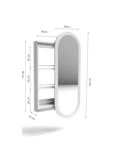 Çok Amaçlı Aynalı Takı Dolabı Mdf Kapak - Çam - Oval Çerçeve